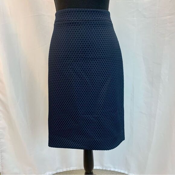 J Crew navy blue textured pencil skirt Sz 6 - Picture 3 of 11